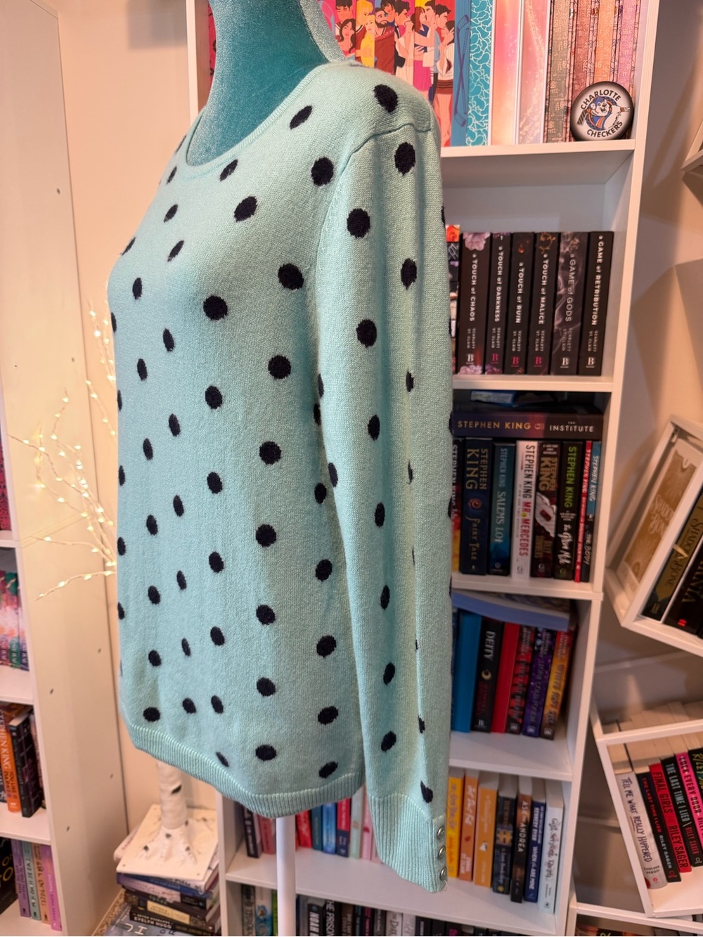 Talbots Tiffany Blue Cashmere Women’s Polka Dot Lightweight Sweater - Picture 11 of 15